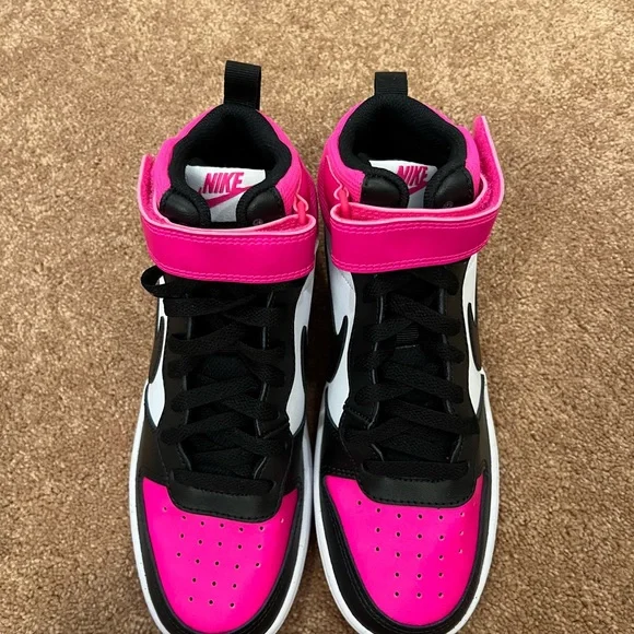NWOB! Nike Court Borough Mid 2 Pink and Black Sneakers Youth Size 6. - Picture 6 of 8